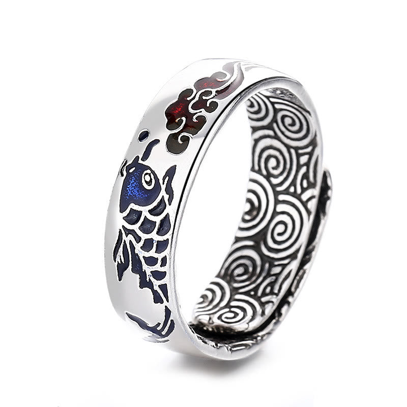Koi Fish Auspicious Cloud Design Luck Wealth Ring - Image 5