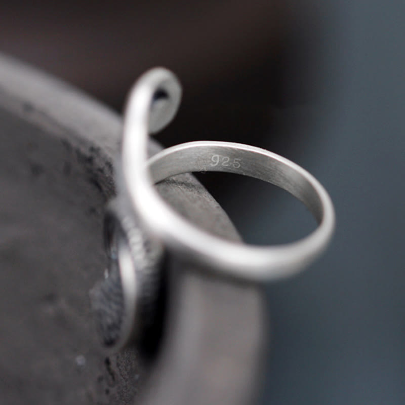 925 Sterling Silver Koi Fish Water Ripple Luck Wealth Ring - Image 4