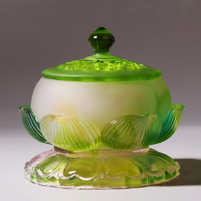 Feng Shui Lotus Handmade Liuli Crystal Art Piece Home Office Offering Decoration - Image 17