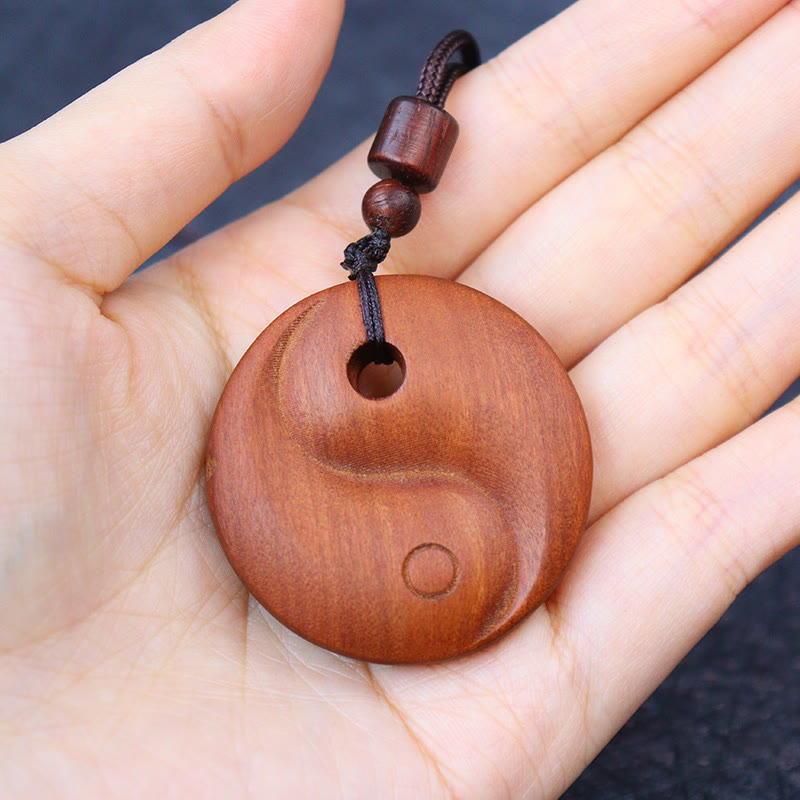 Lightning Struck Jujube Wood Yin Yang Luck Protection Necklace Pendant - Image 7