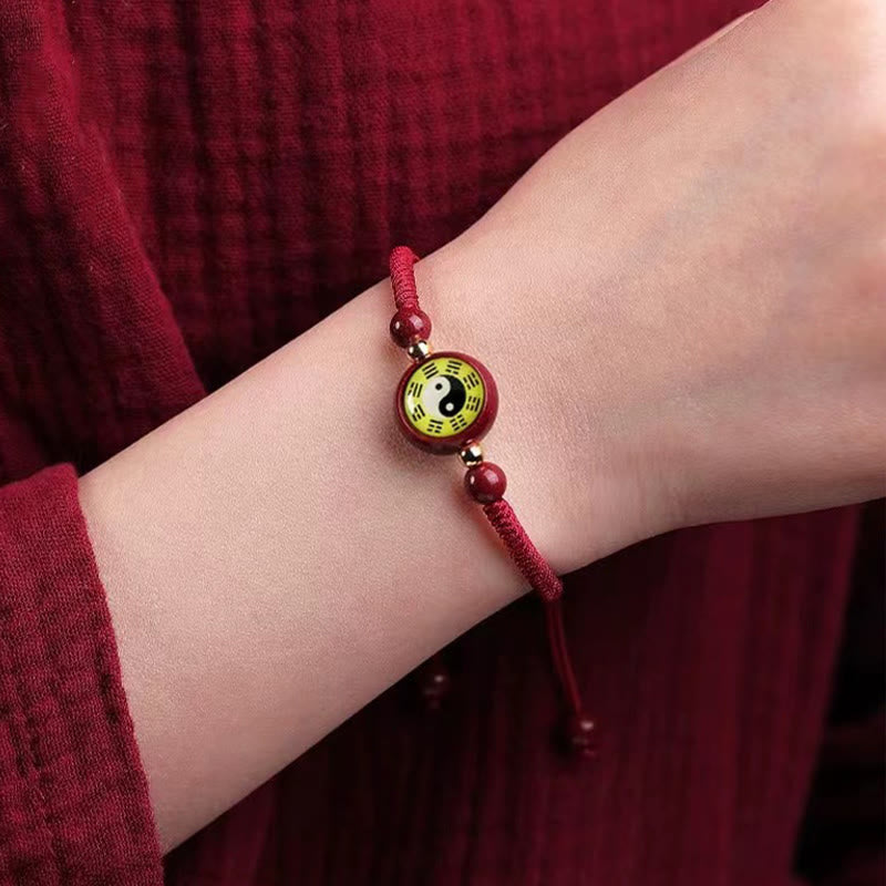 Lucky Cinnabar Red String Yin Yang Symbol Bagua Blessing Bracelet - Image 9