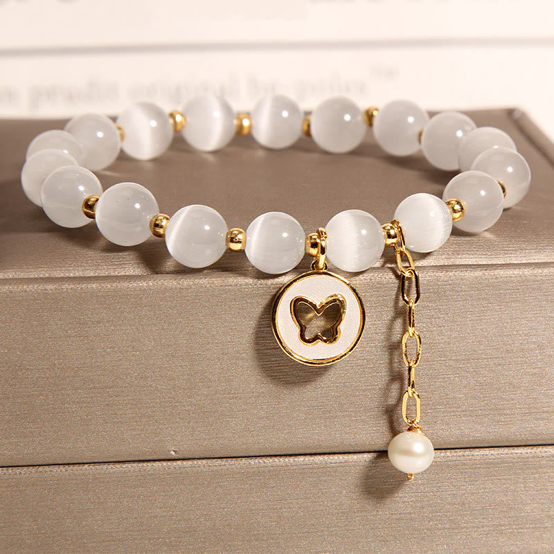Cat's Eye Butterfly Charm Love Bracelet
