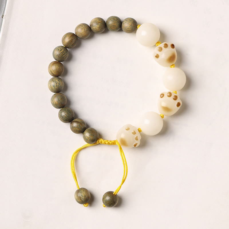 Natural Green Sandalwood Bodhi Seed Cat Paw Claw Cure Bracelet - Image 6