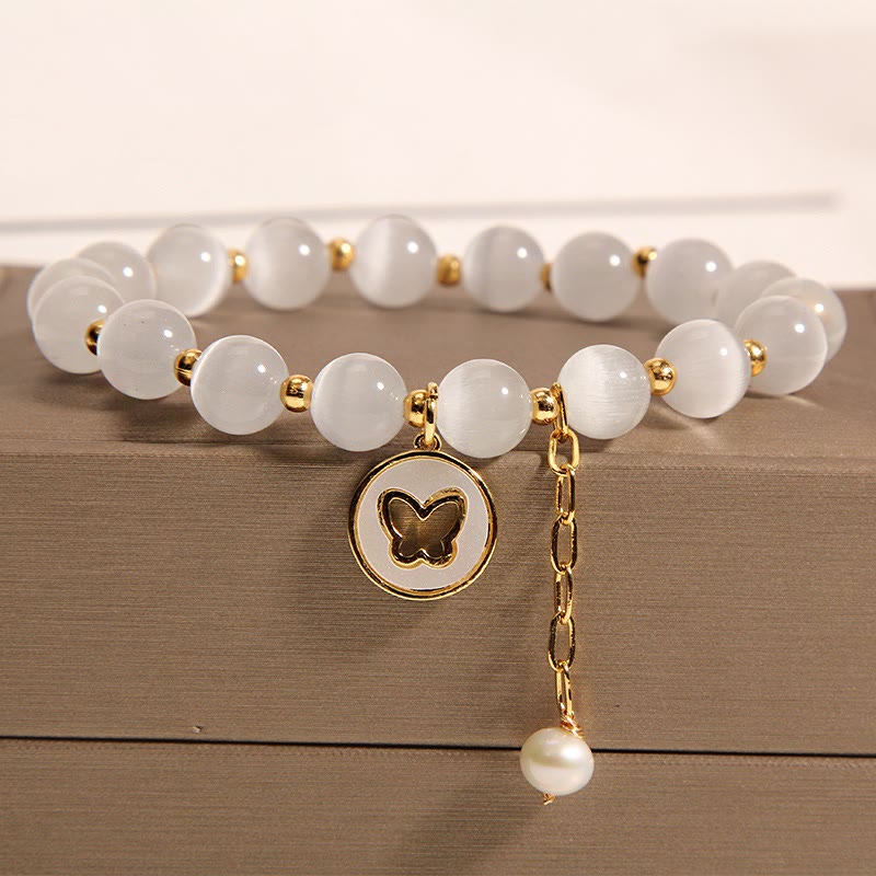 Cat's Eye Butterfly Charm Love Bracelet - Image 3