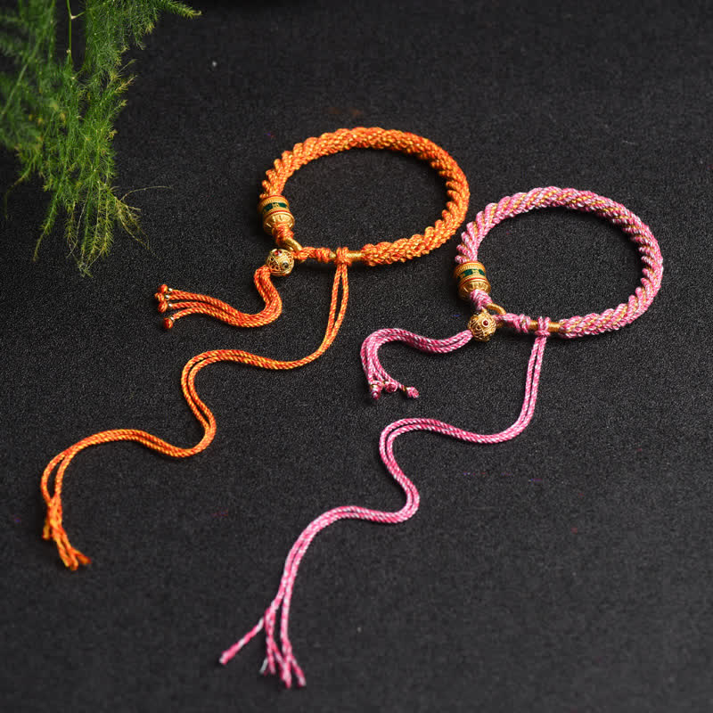 Tibetan Handmade Luck Prayer Wheel Bead Charm Weave Colorful String Bracelet - Image 18