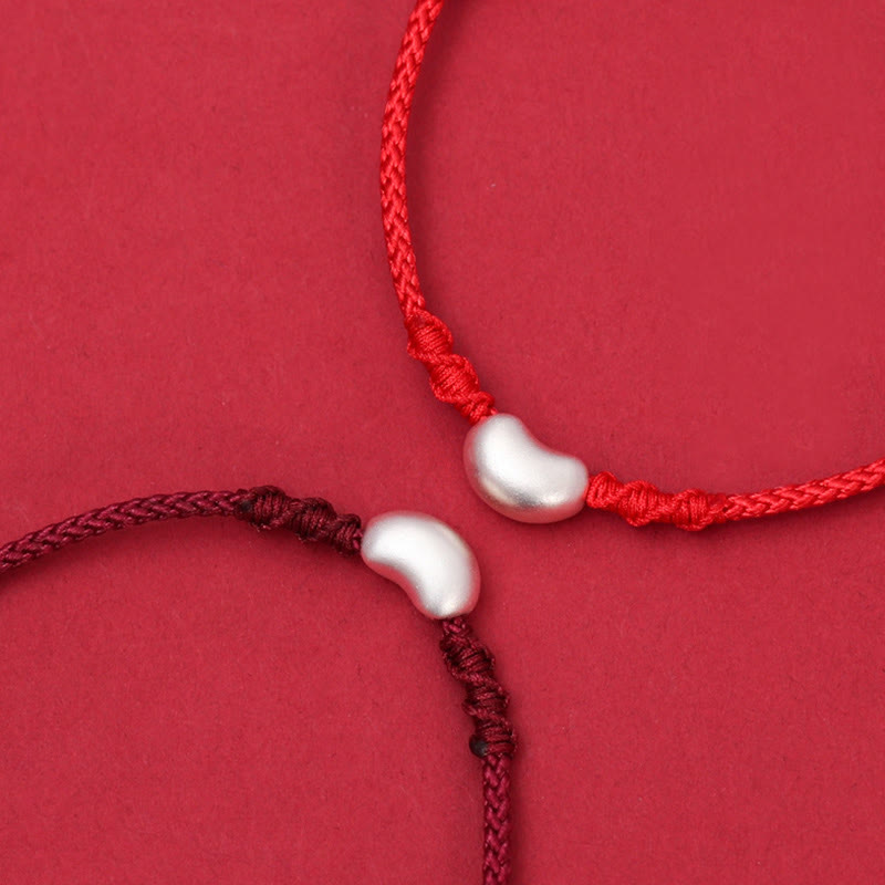 999 Sterling Silver Bean Design Luck Connection Handmade Braided Bracelet - Image 10