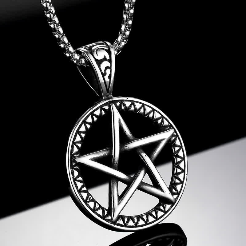 Pentagram Titanium Steel Balance Necklace Pendant - Image 4