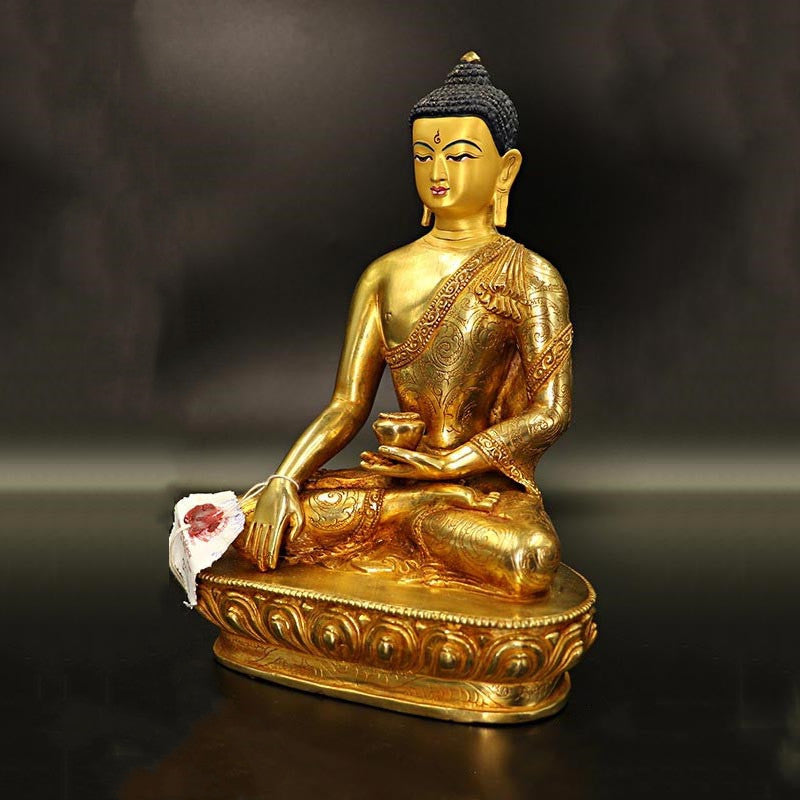 Buddha Shakyamuni Medicine Buddha Compassion Copper Gold Plated Statue Decoration - Image 3