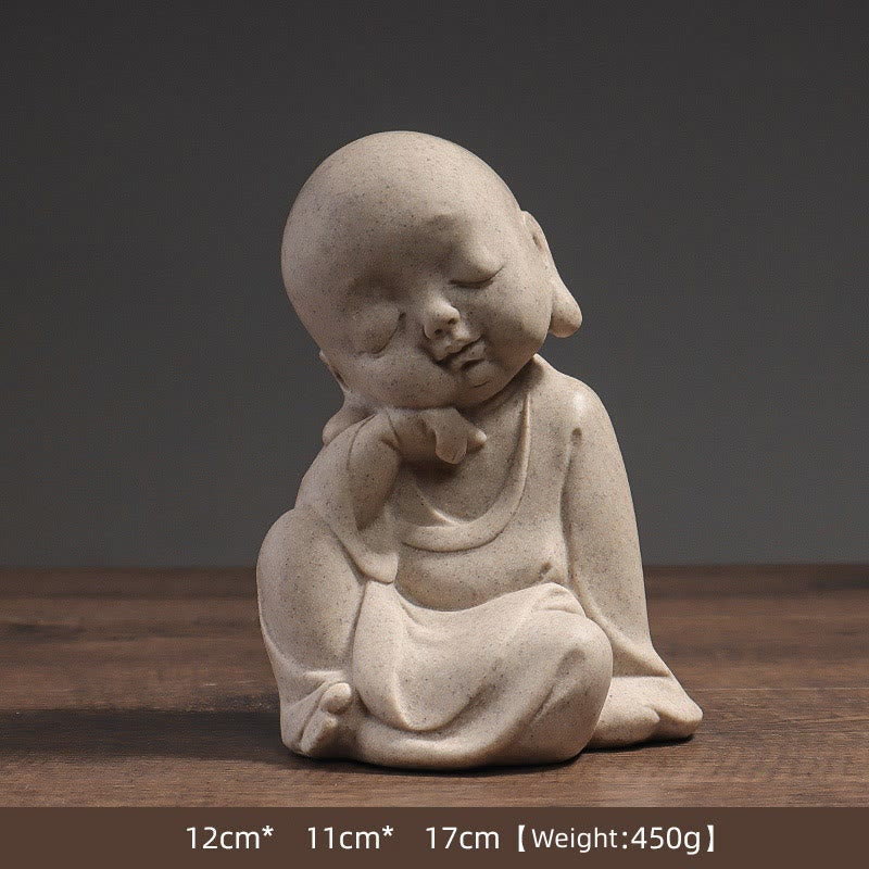 Tibetan Meditation Buddha Monk Blessing Serenity Resin Home Decoration - Image 6