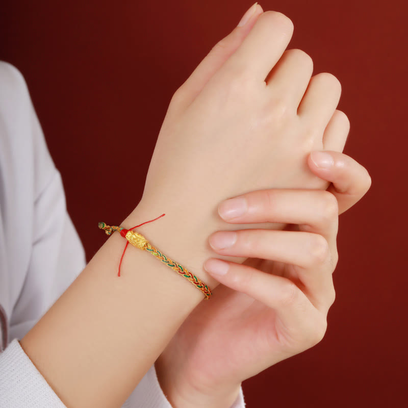 Year of the Dragon Handmade Colorful Dragon Carved Success Braided Bracelet - Image 10