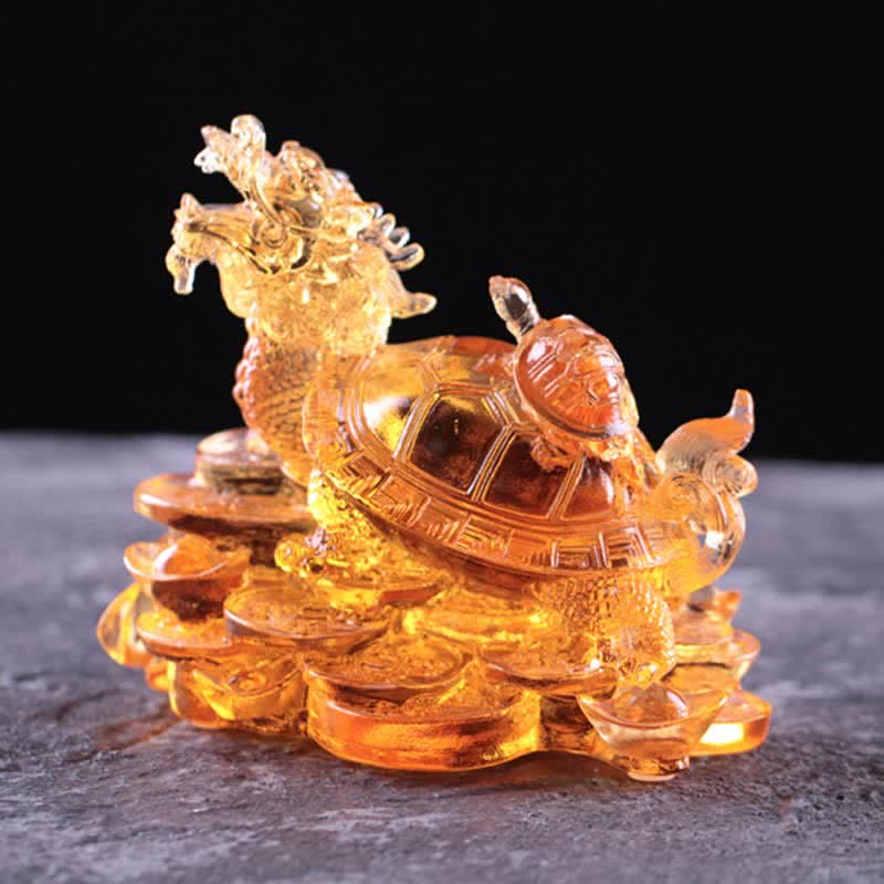 Feng Shui Dragon Turtle Coins Handmade Liuli Crystal Luck Art Piece Home Office Decoration - Image 17