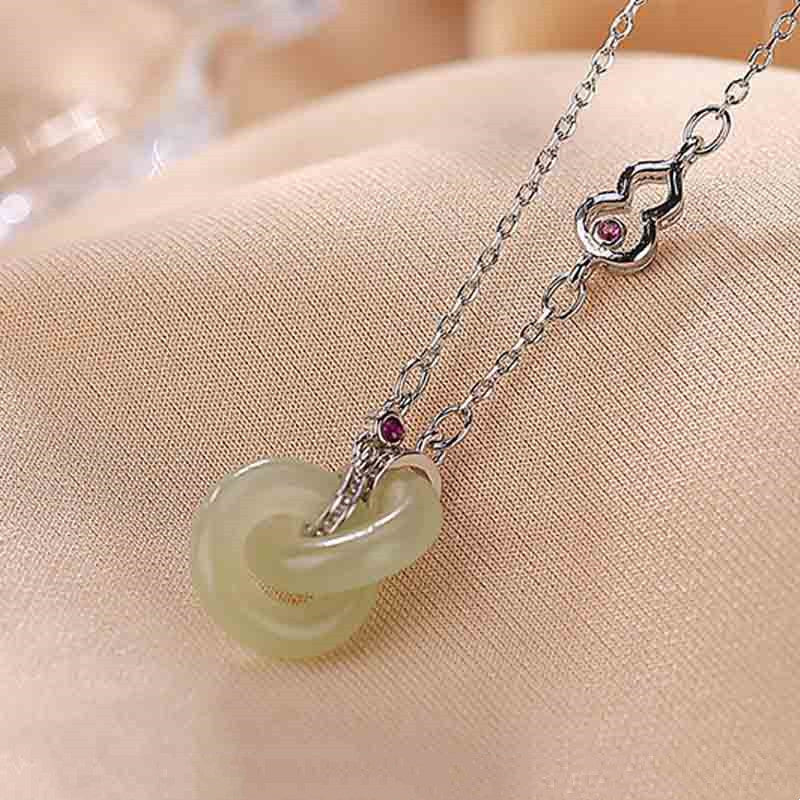 925 Sterling Silver Round Jade Luck Prosperity Necklace Chain Pendant - Image 11