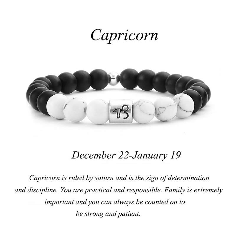 12 Constellations of the Zodiac Natural Frosted Stone White Turquoise Bead Fortune Bracelet - Image 15