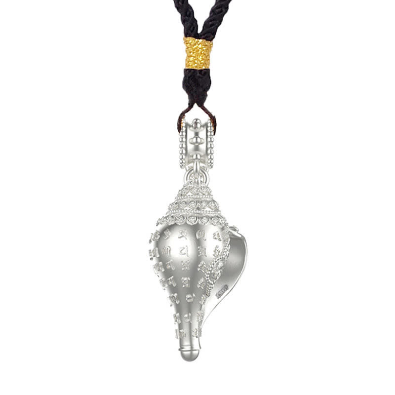 999 Sterling Silver Shankha Conch Shell Seashell Lucky Necklace Pendant - Image 3