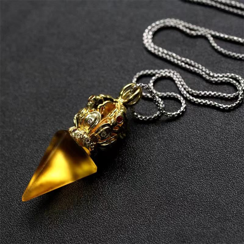 Tibetan Dorje Vajra 4 Prong Lotus Liuli Crystal Strength Necklace Pendant - Image 4