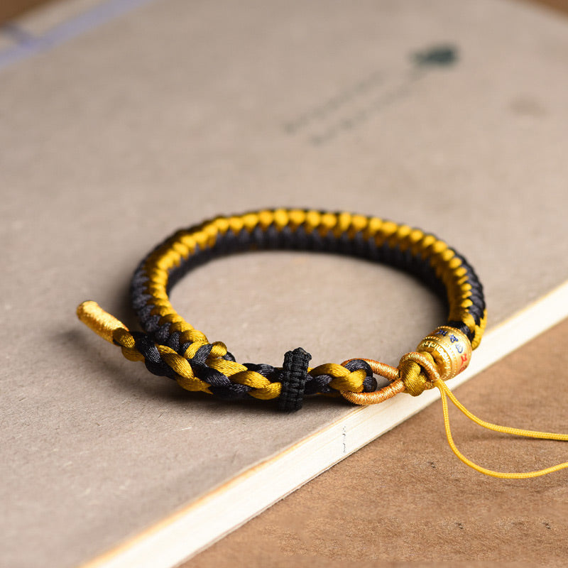 Handmade Tibetan Black Gold Dragon Scale Rope Om Mani Padme Hum Purity Bracelet - Image 5