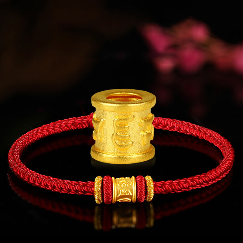 Tibet 999 Gold Om Mani Padme Hum Engraved Protection Lucky Bead Bracelet - Image 5
