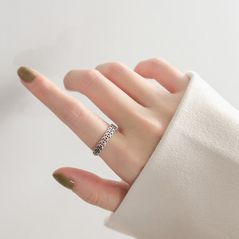 Vintage Copper Coin Design Luck Adjustable Ring - Image 8