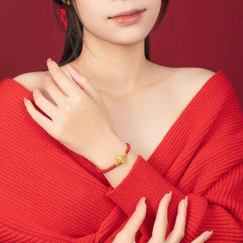 999 Sterling Silver Year of the Dragon Copper Coin Fortune Dragon Fu Character Luck Handcrafted Red String Braided Bracelet - Image 7