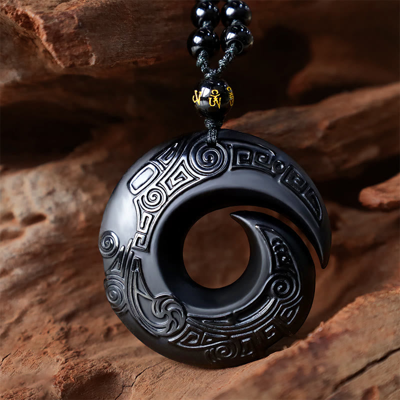 Natural Black Obsidian Ice Obsidian Strength Necklace Pendant - Image 5