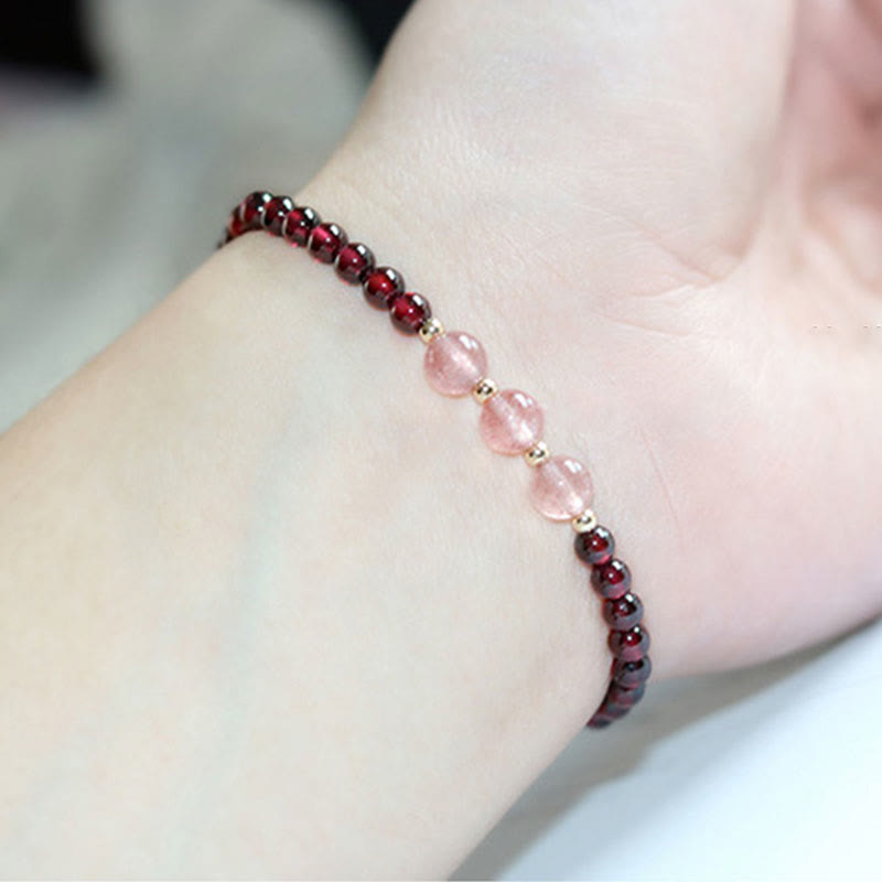 Natural Garnet Strawberry Quartz Calm Bracelet - Image 17