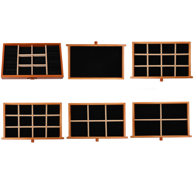 Large Capacity Vintage Flowers Carved Wooden Jewelry Box Six-Layer Jewelry Storage Box - Image 15