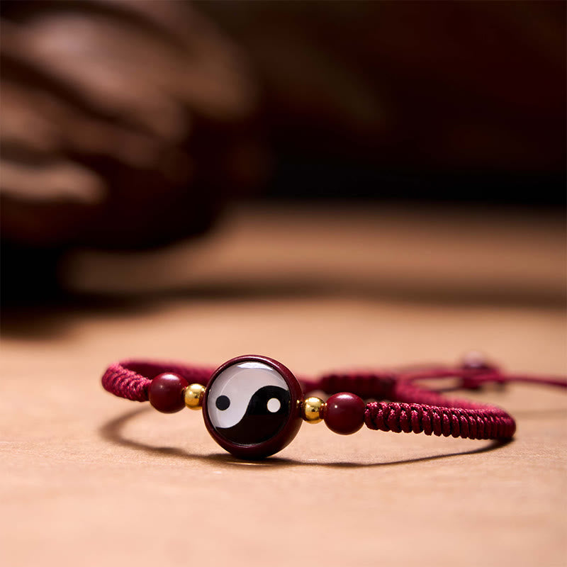 Lucky Cinnabar Red String Yin Yang Symbol Bagua Blessing Bracelet