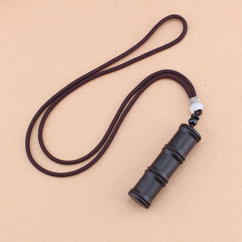 Ebony Wood Bamboo Pattern Ghau Prayer Box Peace Necklace Pendant - Image 8