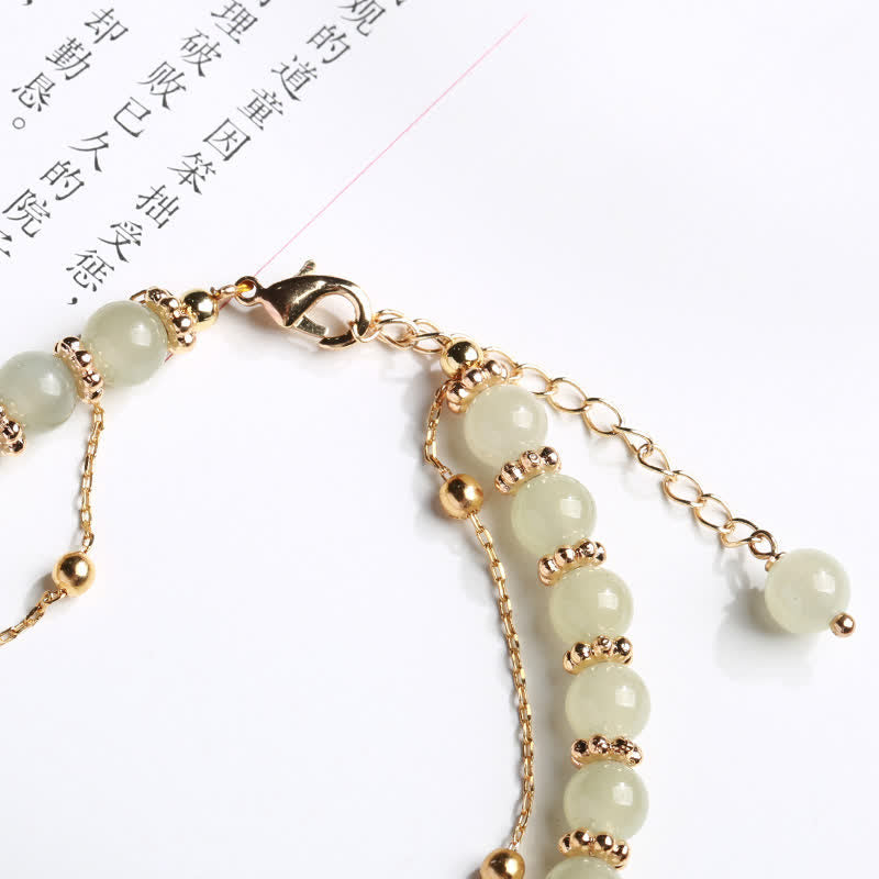 925 Sterling Silver Natural Hetian Jade Good Things Happen Peanut Charm Bracelet - Image 4