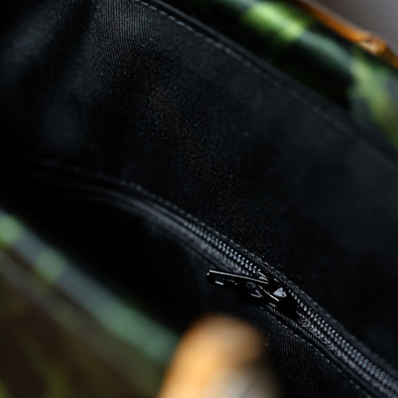 Bamboo Leaves Butterfly Koi Fish Bamboo Handles Handbag - Image 5