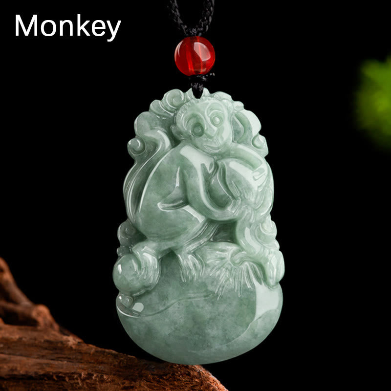 Natural Green Jade 12 Chinese Zodiac Luck Prosperity Necklace Pendant - Image 18