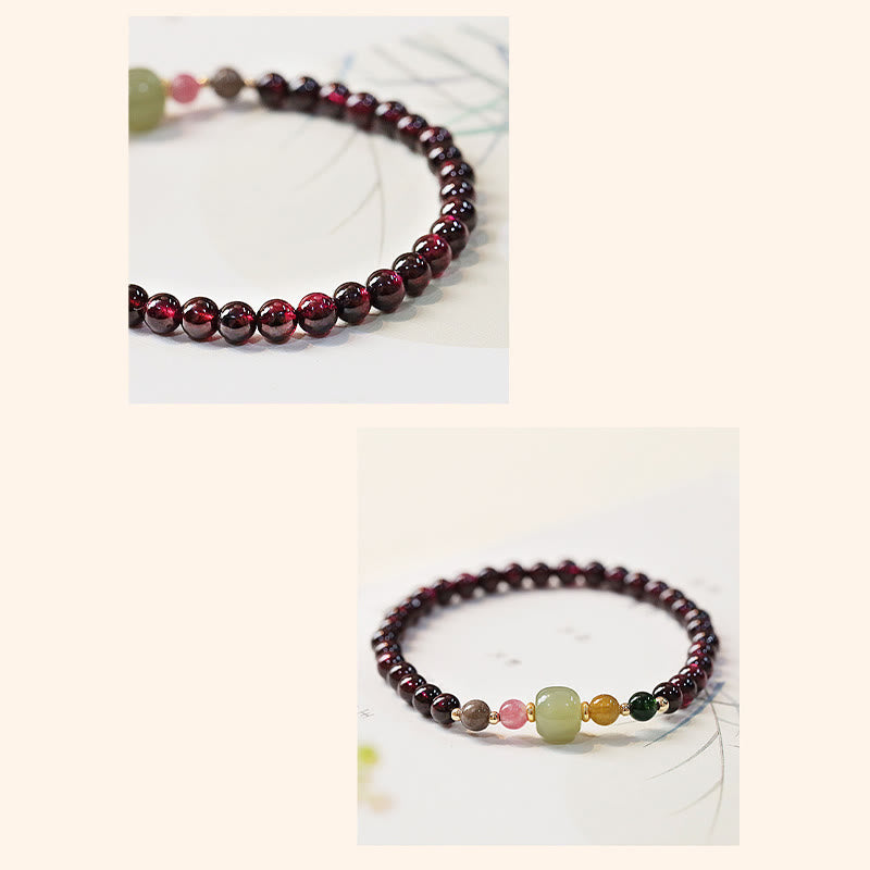 Natural Garnet Hetian Jade Tourmaline Bead Passion Bracelet - Image 6