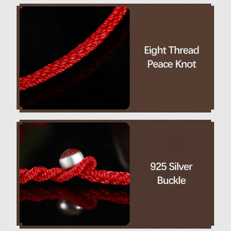 999 Gold Lucky Bead Eight Thread Peace Knot Red Rope Bracelet - Image 5