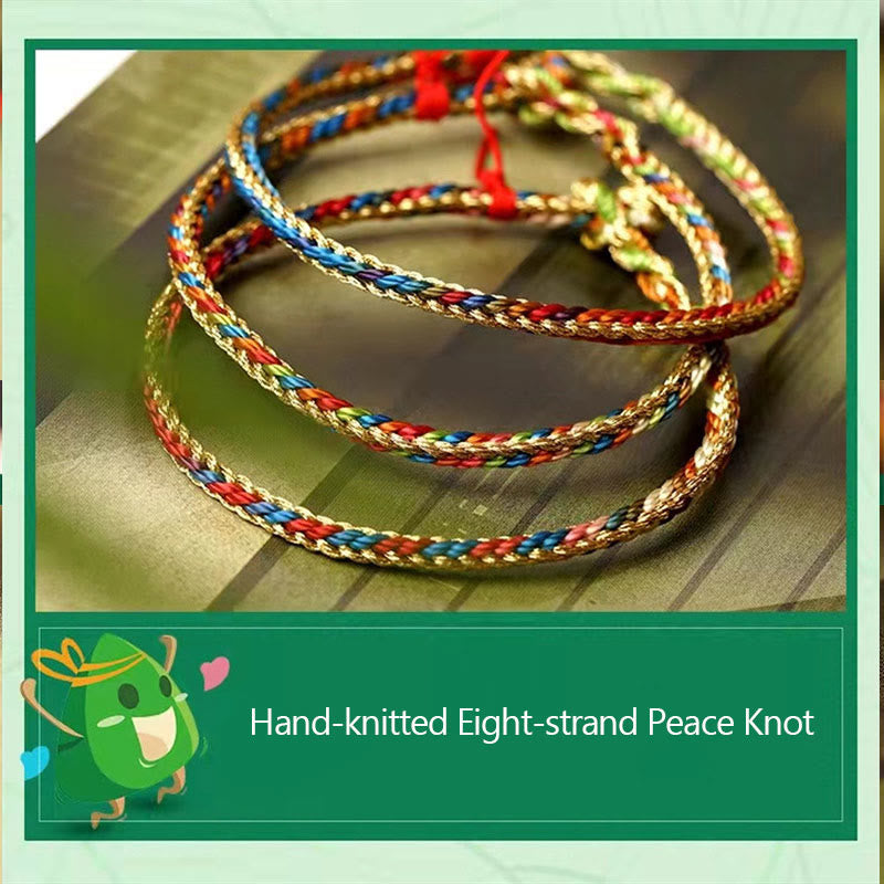 925 Sterling Silver Fu Character Zongzi Pattern Multicolored String Luck Handmade Braided Bracelet - Image 17