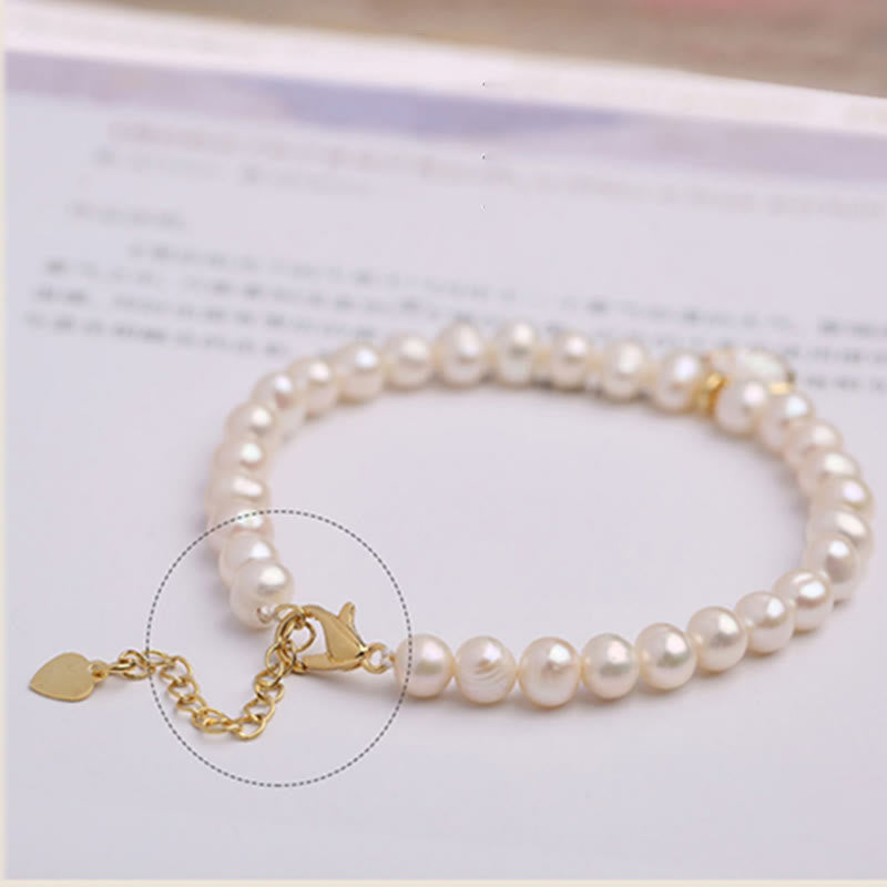 14K Gold Plated Natural Pearl Crystal Shell Charm Bead Bracelet - Image 13