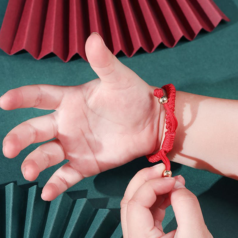 999 Sterling Silver Apple Red Multicolored Rope Luck Protection Handcrafted Kids Bracelet - Image 7