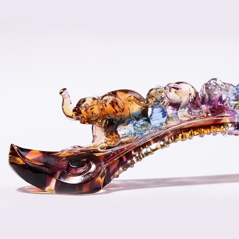 Handmade Liuli Crystal Ruyi Elephant Art Piece Home Decoration With Crystal Base - Image 13