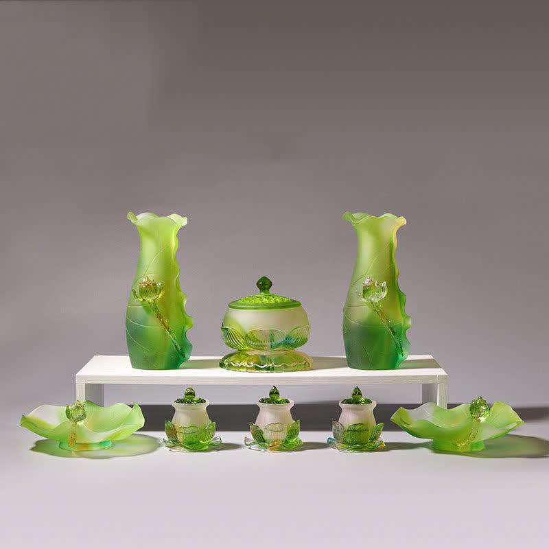 Feng Shui Lotus Handmade Liuli Crystal Art Piece Home Office Offering Decoration - Image 19