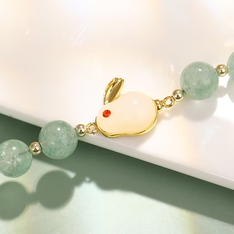 Year of the Rabbit Natural Green Aventurine Luck Bead Bracelet - Image 4