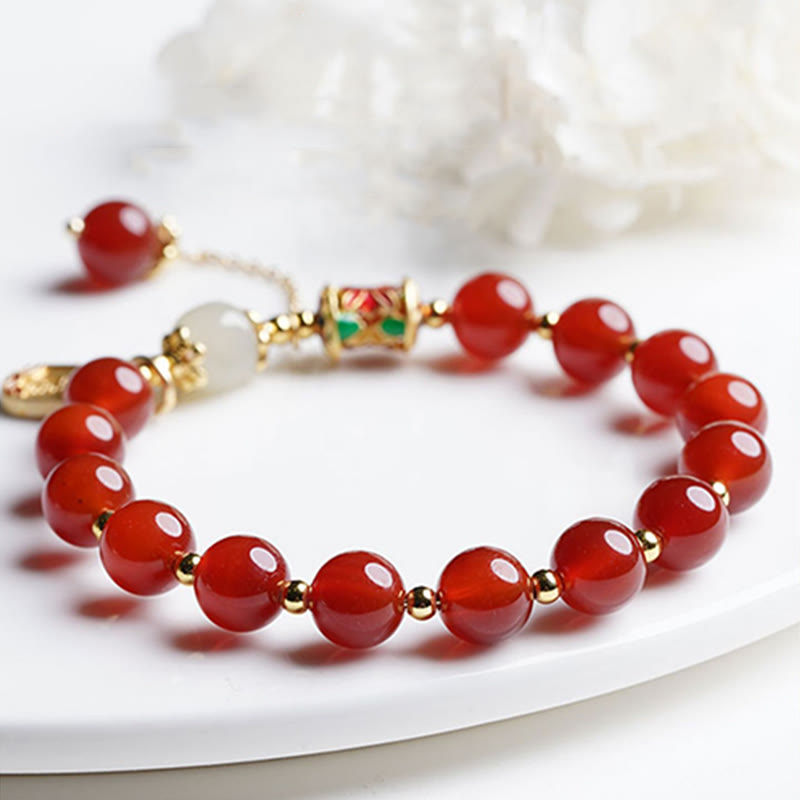 Natural Red Agate Hetian Jade Fu Character Confidence Charm Bracelet (Extra 30% Off | USE CODE: FS30) - Image 7
