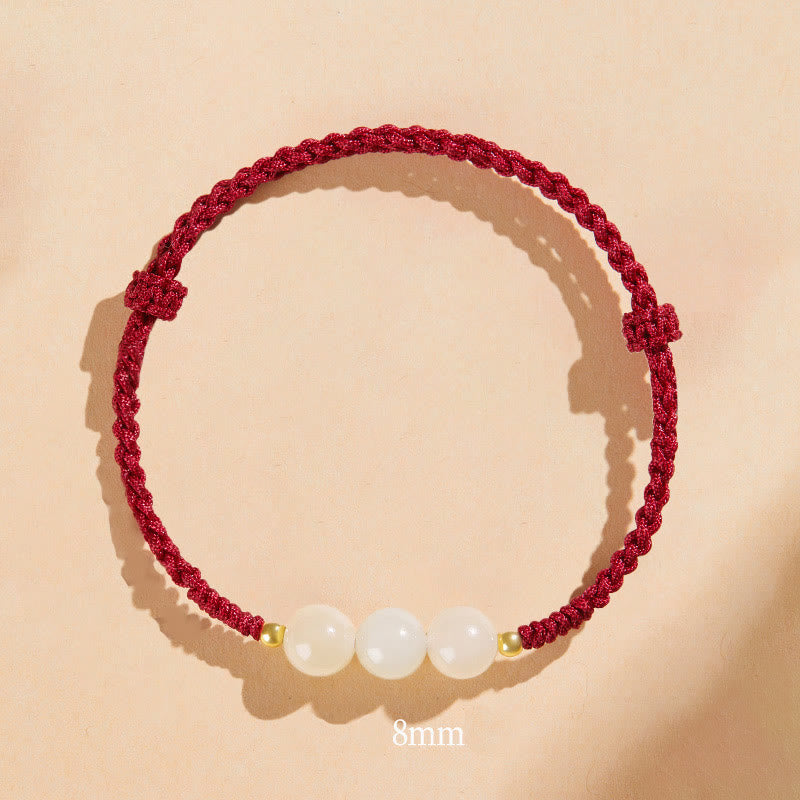 Handcrafted Round Jade Lucky Bead Prosperity Braided Bracelet - Image 25