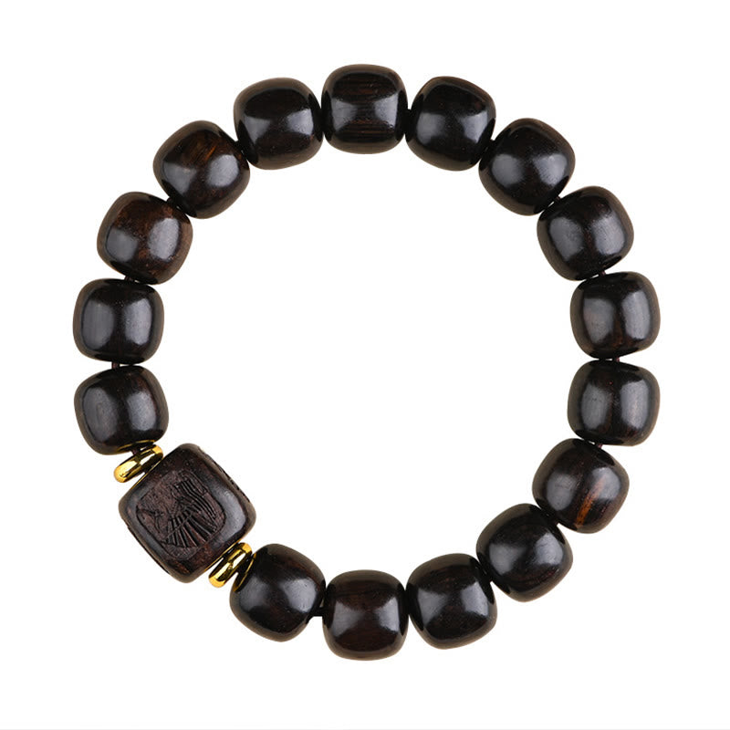 Tibetan Ebony Wood Barrel Beads Lucky And Treasure Balance Bracelet - Image 8