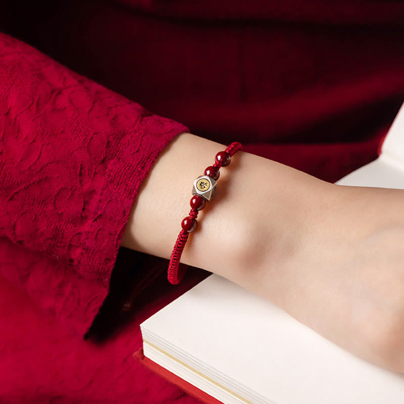 925 Sterling Silver Chinese Zodiac Natal Buddha Cinnabar Calm Bracelet - Image 11