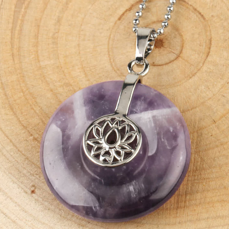 Various Crystal Amethyst Pink Crystal Lotus Healing Necklace Pendant - Image 6