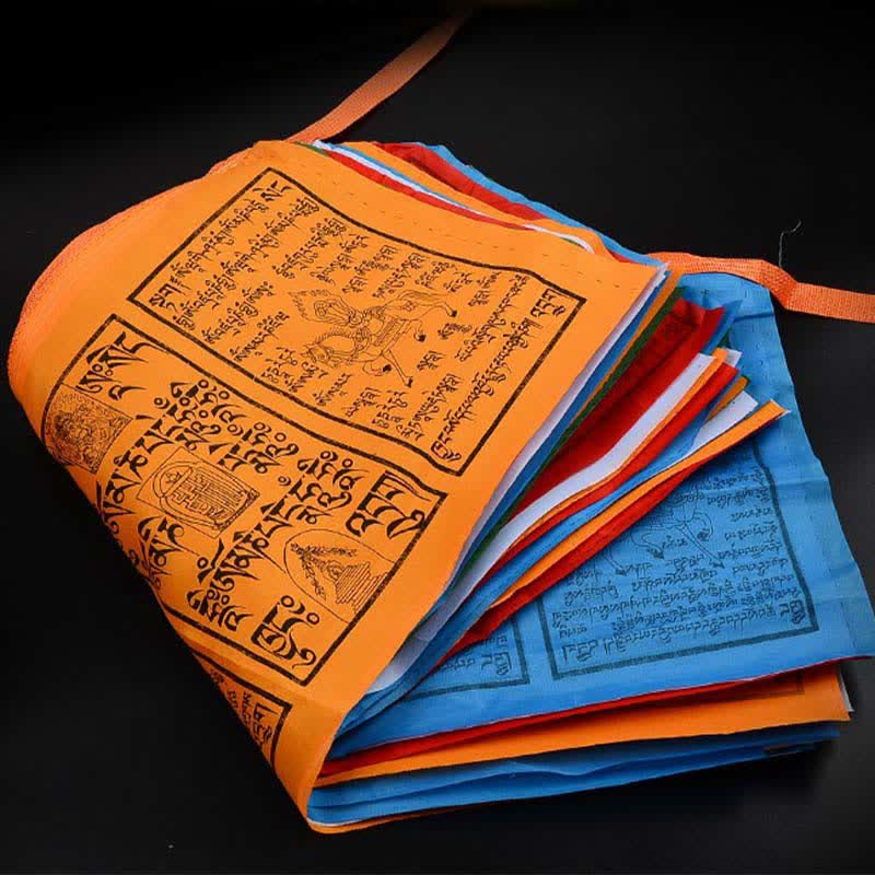 Tibetan 5 Colors Windhorse Auspicious Outdoor 25 Pcs Prayer Flag - Image 19
