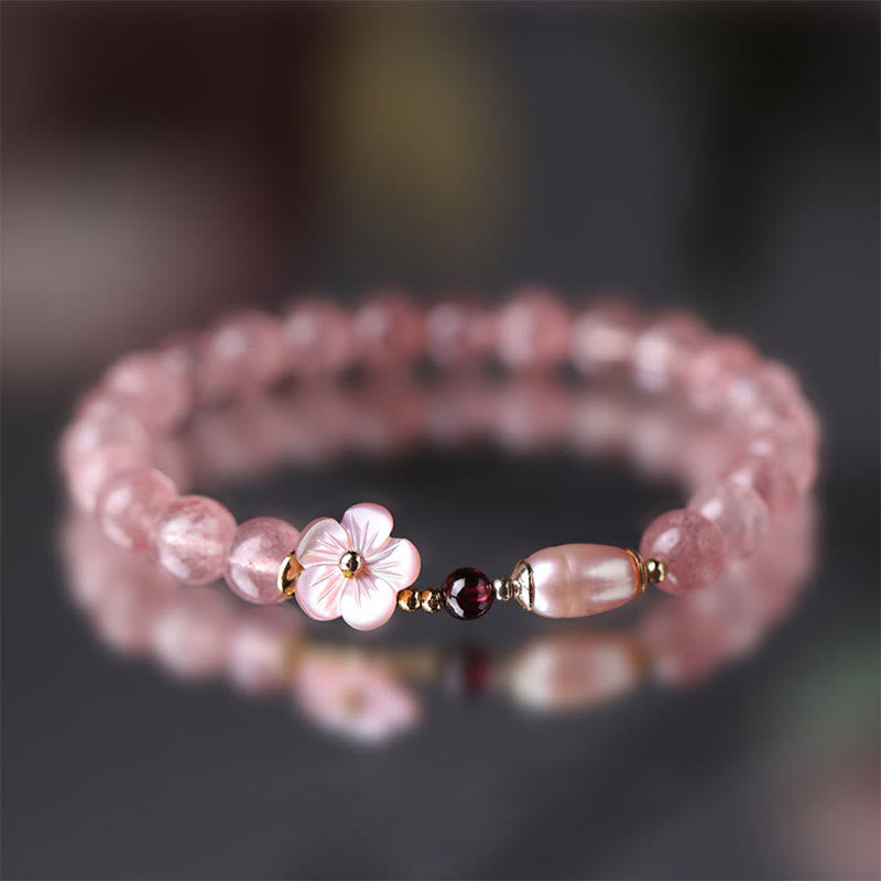 Strawberry Quartz Peach Blossom Love Bracelet