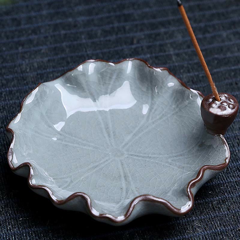 Lotus Plum Blossom Square Ceramic Spiritual Backflow Incense Burner - Image 5