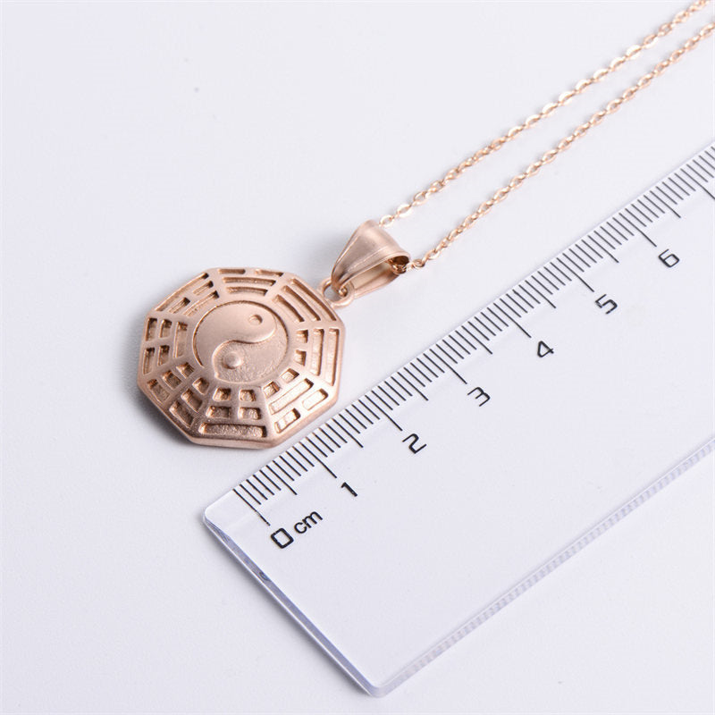 Bagua Yin Yang Titanium Steel Balance Necklace Chain Pendant - Image 13