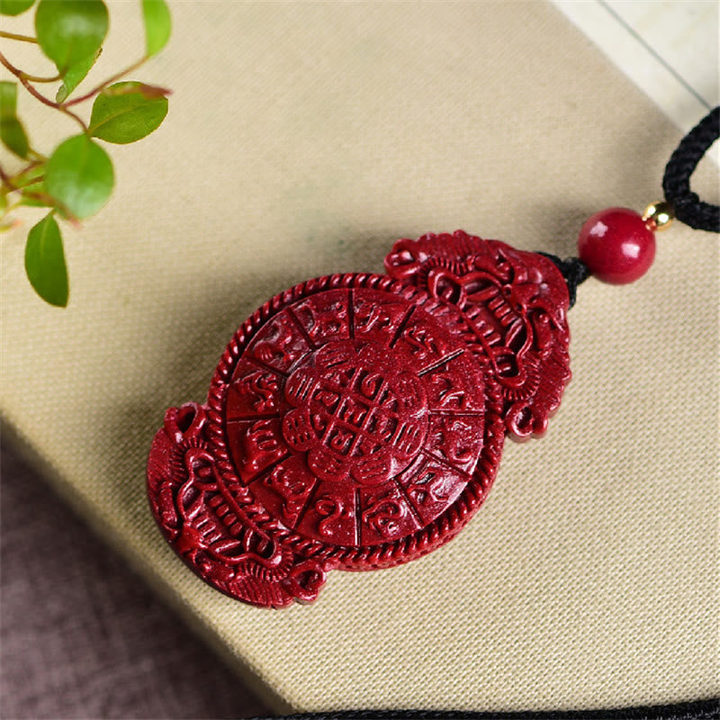 Laughing Buddha Yin Yang Chinese Zodiac Gourd Natural Cinnabar Blessing Necklace Pendant - Image 17
