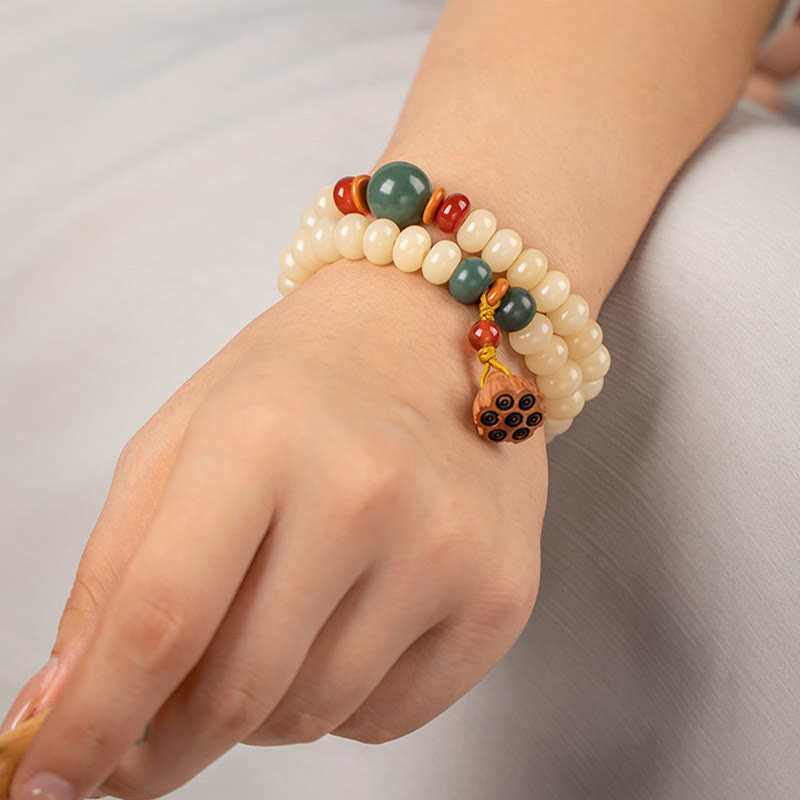 Bodhi Seed Lotus Pod Charm Peace Double Wrap Bracelet - Image 11